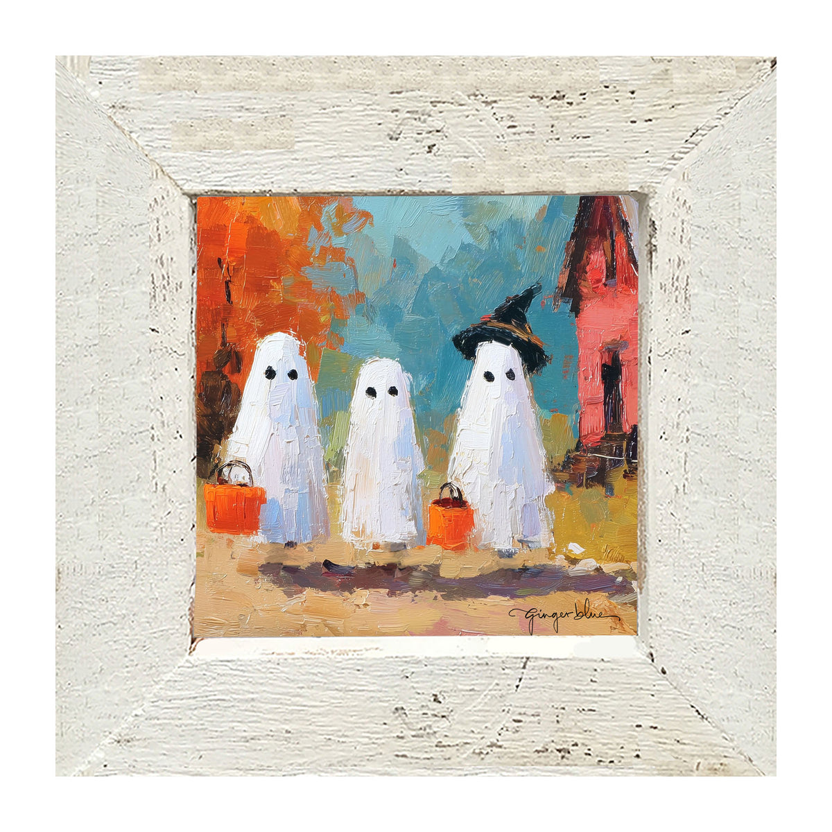 Ghosts Trick or Treating in the Country - Framed Art