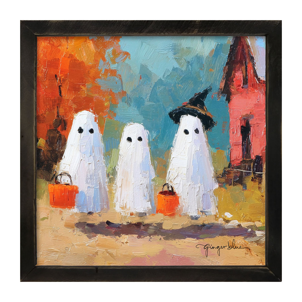Ghosts Trick or Treating in the Country - Framed Art