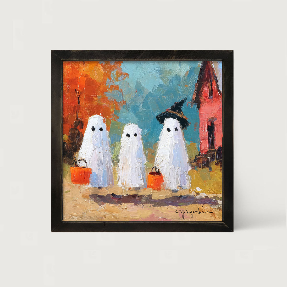 Ghosts Trick or Treating in the Country - Framed Art