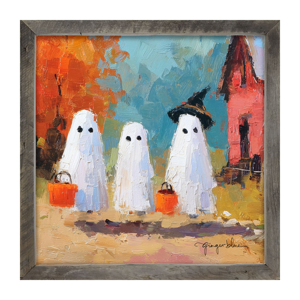 Ghosts Trick or Treating in the Country - Framed Art