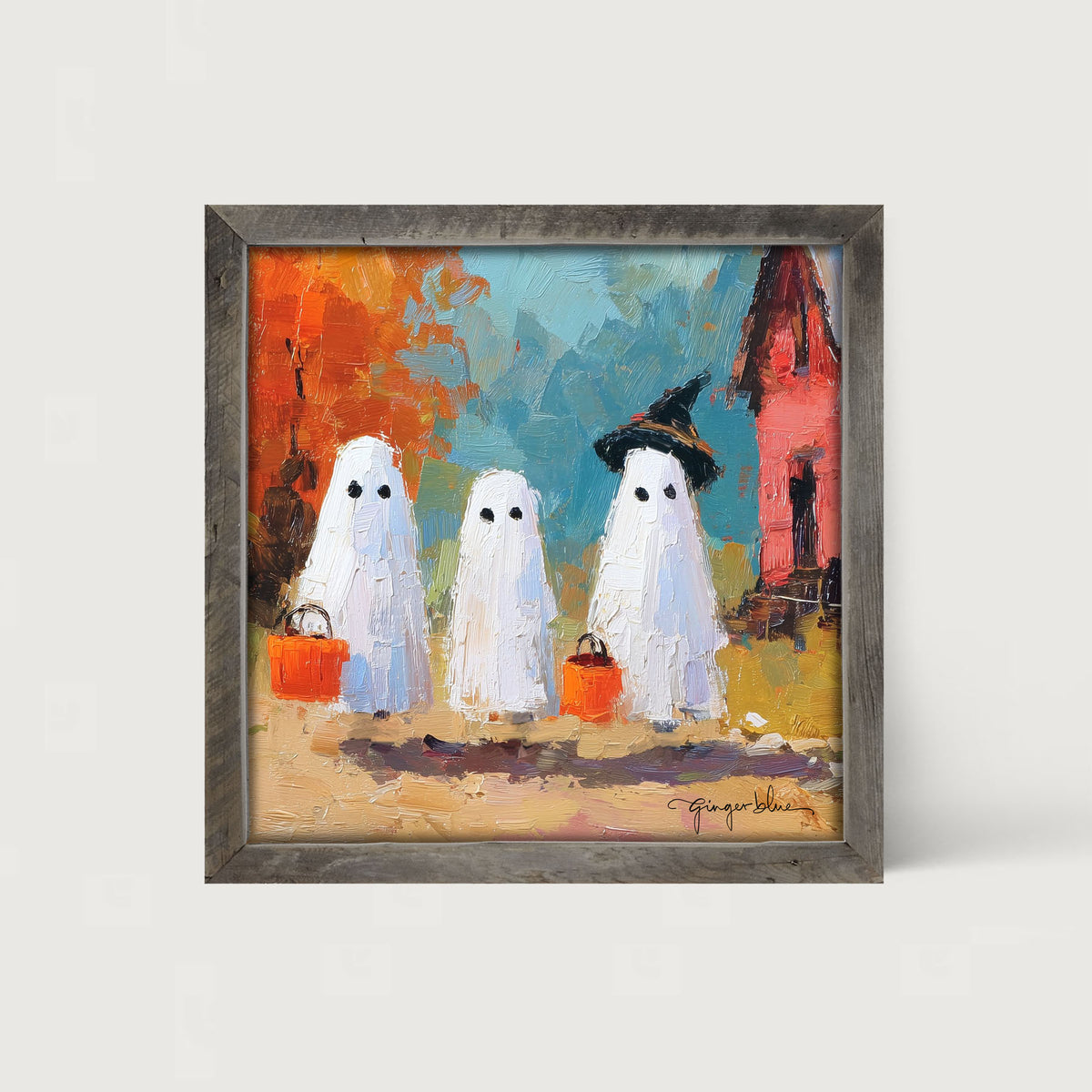Ghosts Trick or Treating in the Country - Framed Art