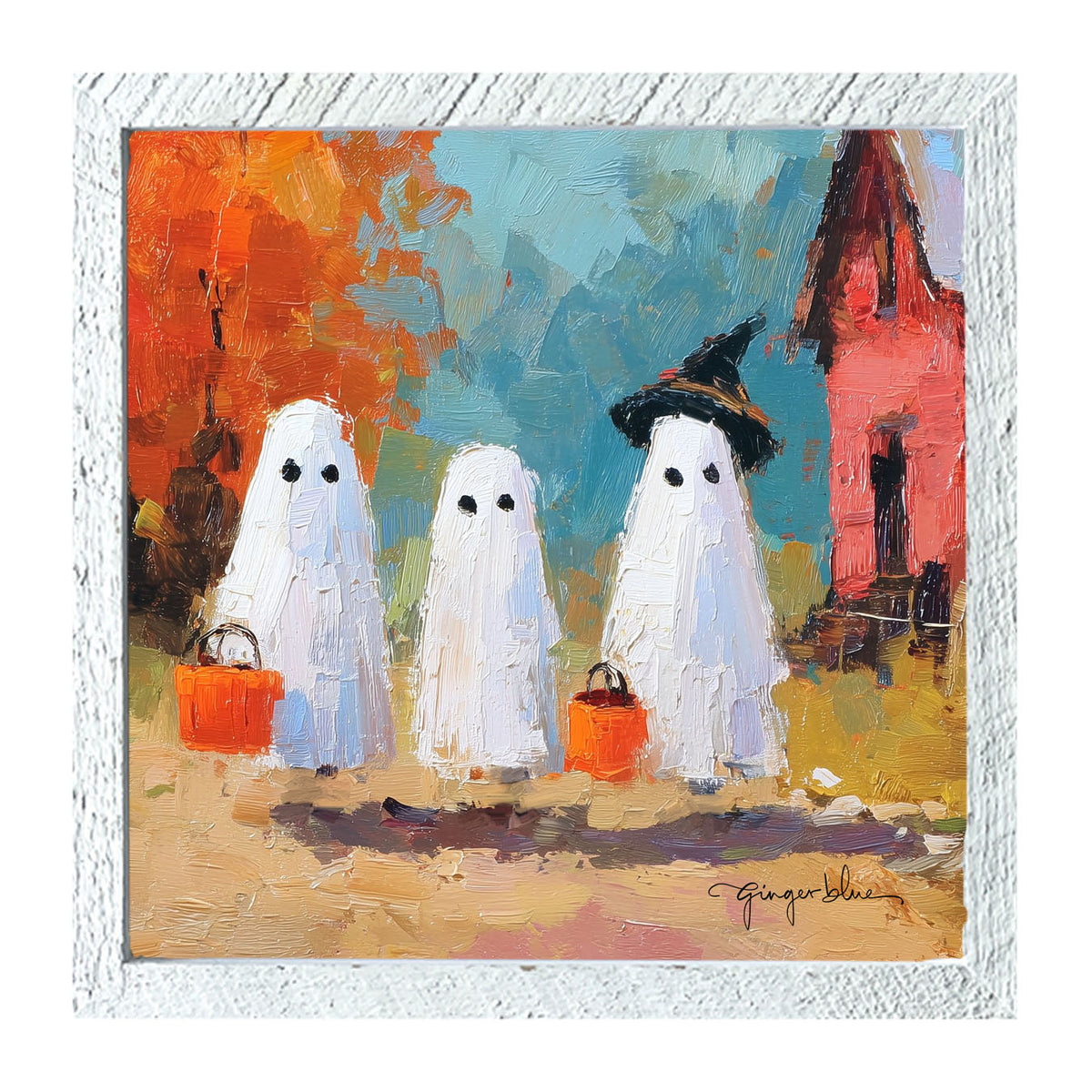 Ghosts Trick or Treating in the Country - Framed Art