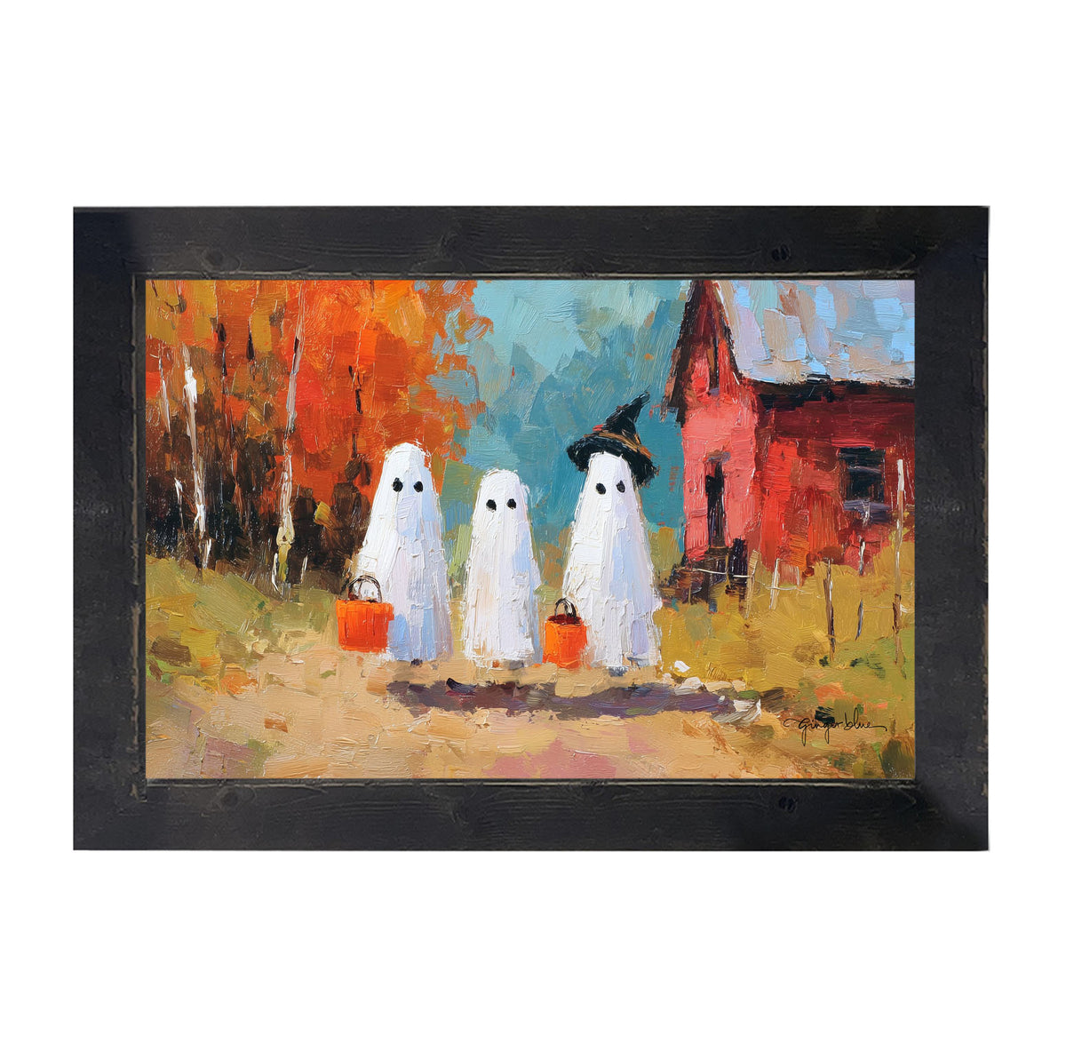 Ghosts Trick or Treating in the Country - Framed Art