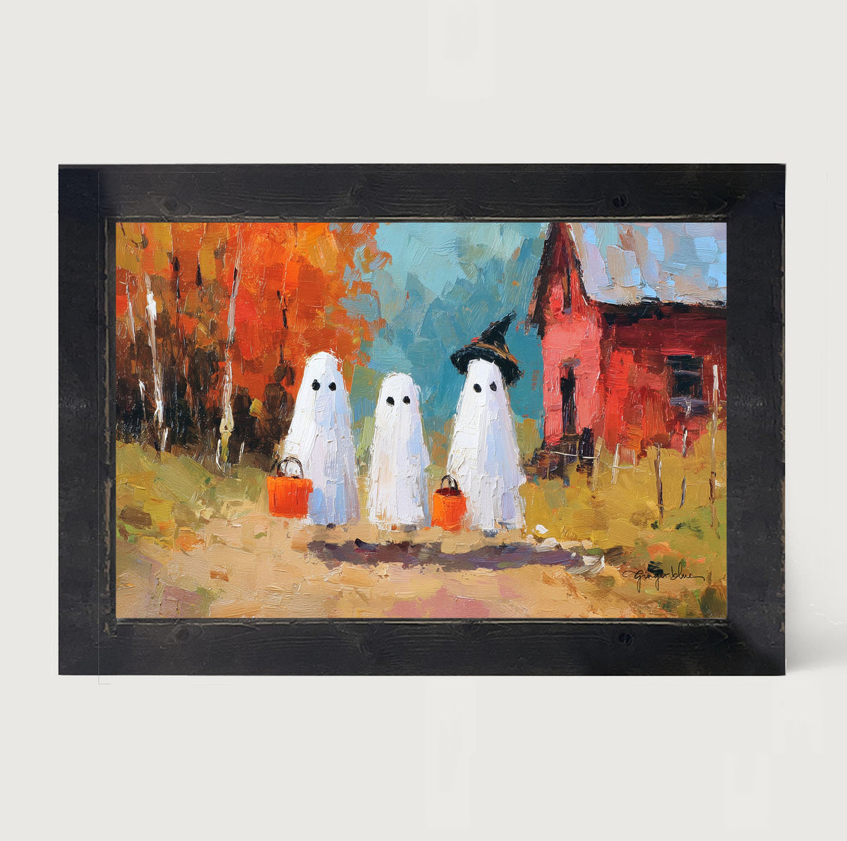 Ghosts Trick or Treating in the Country - Framed Art