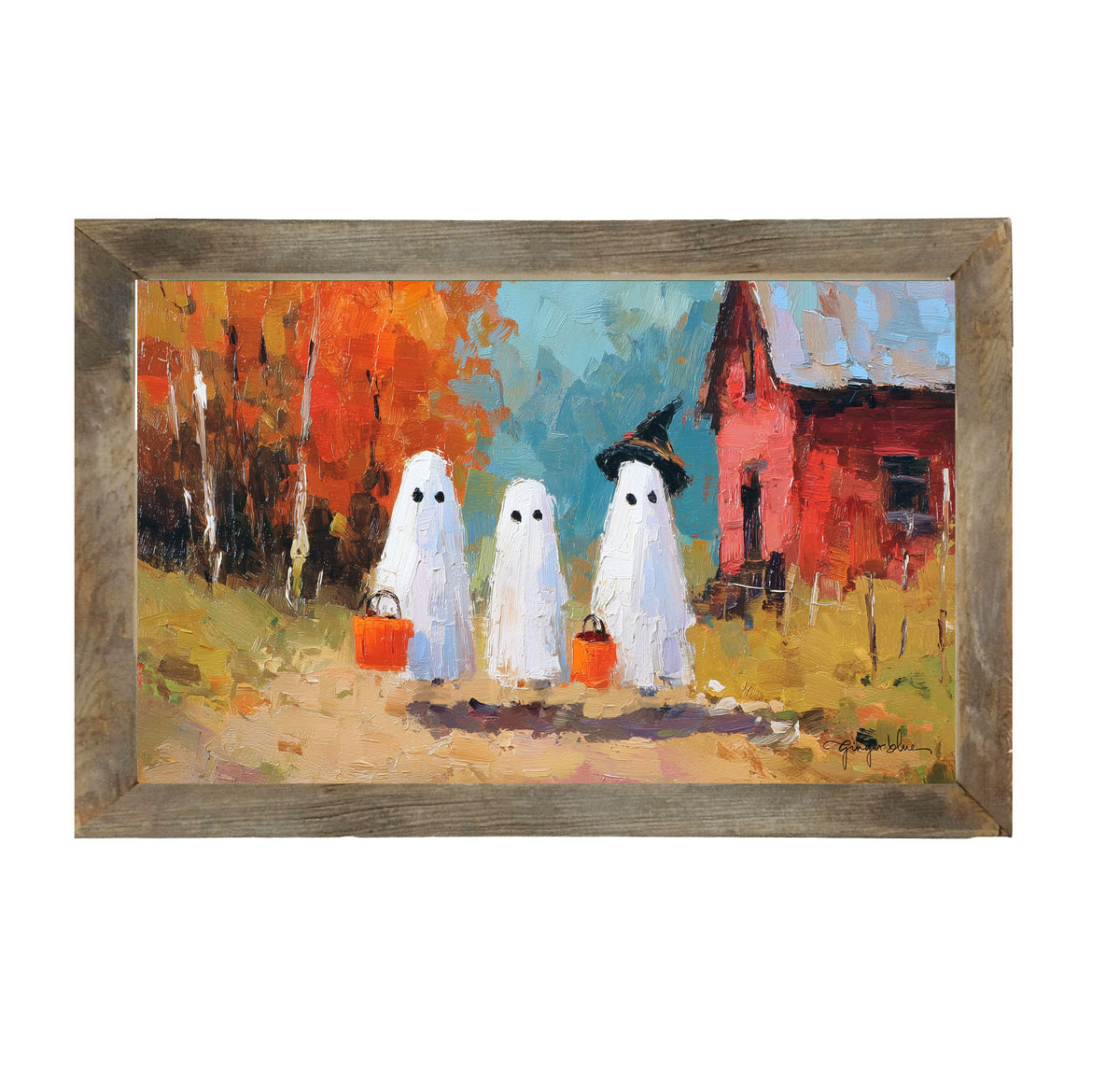 Ghosts Trick or Treating in the Country - Framed Art