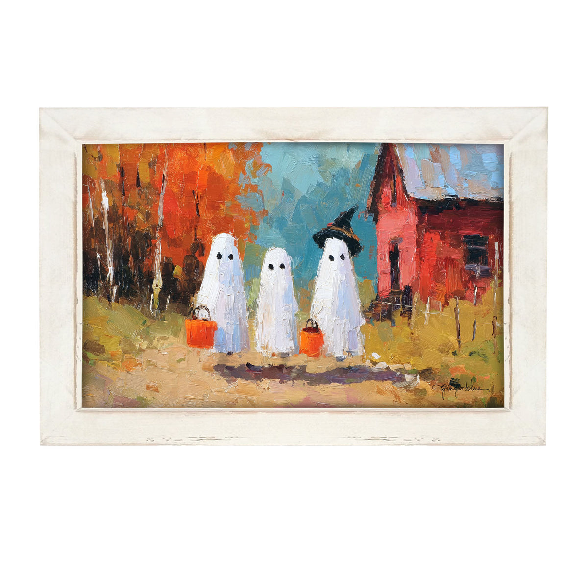 Ghosts Trick or Treating in the Country - Framed Art