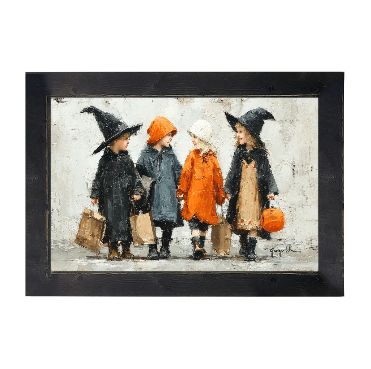 Halloween Children Trick or Treating - Framed Art