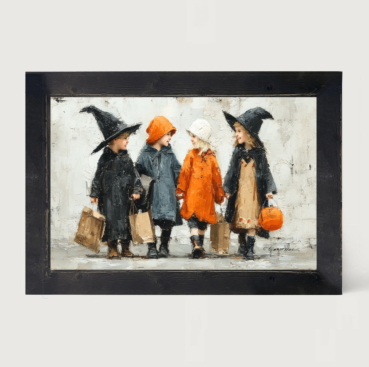 Halloween Children Trick or Treating - Framed Art