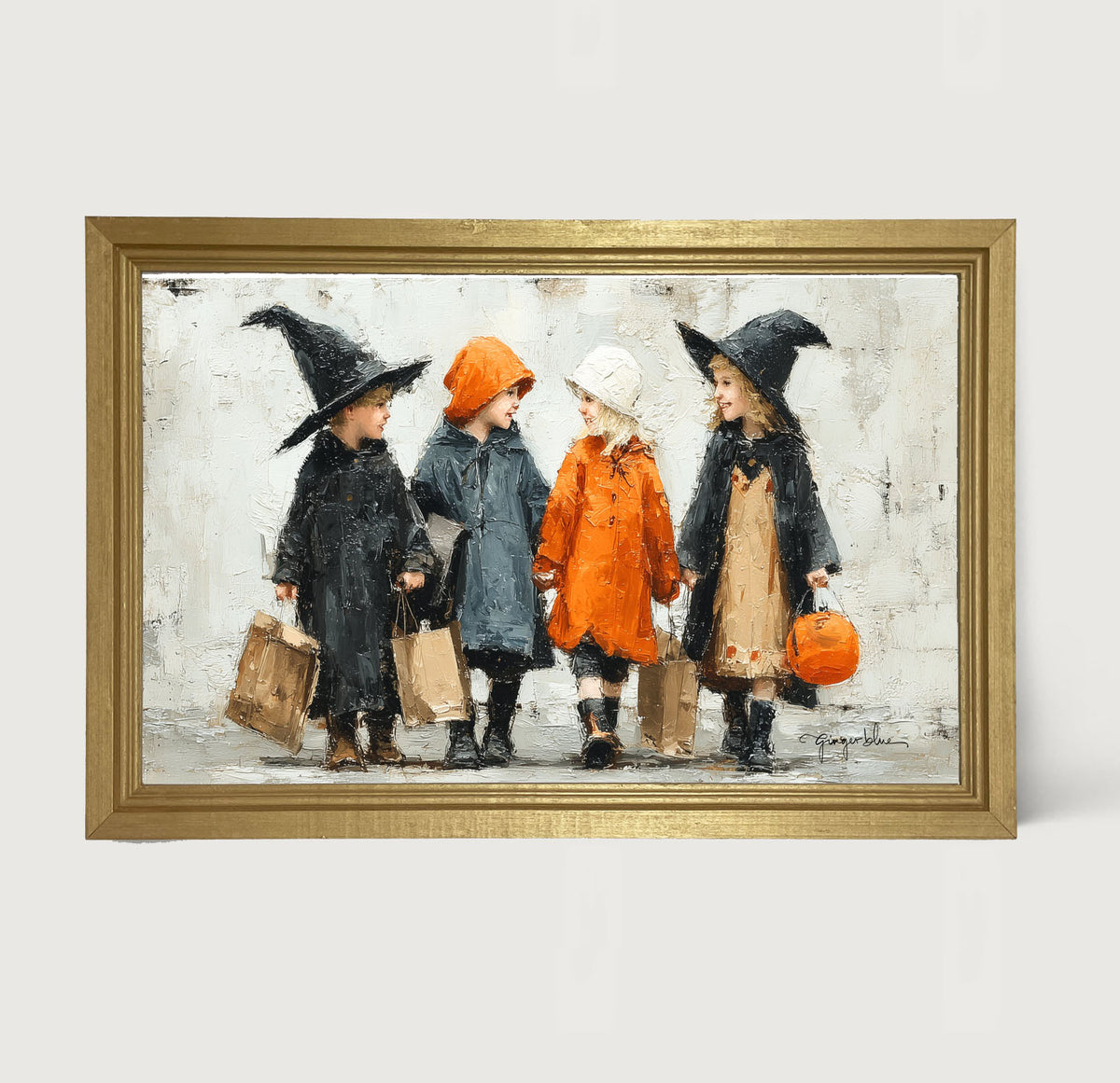 Halloween Children Trick or Treating - Framed Art