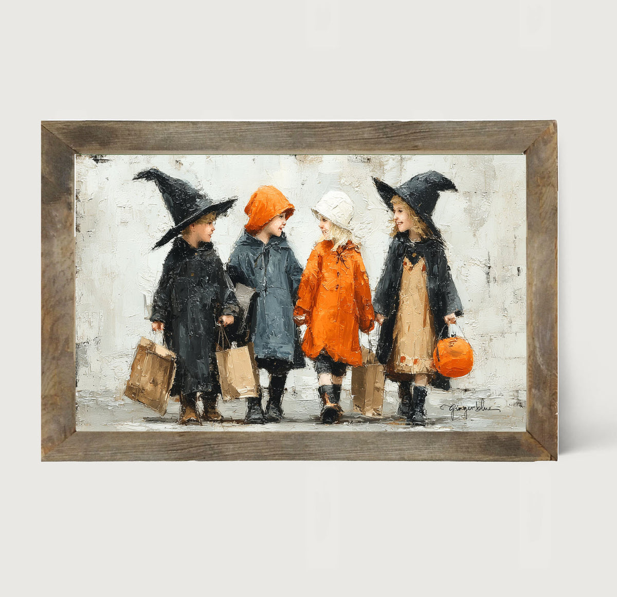 Halloween Children Trick or Treating - Framed Art