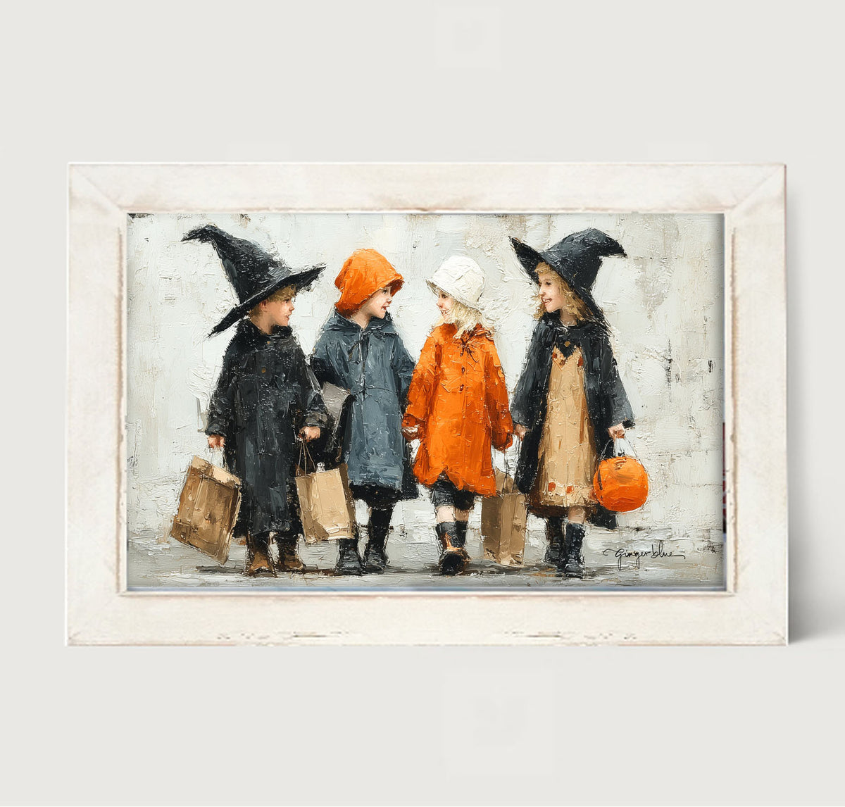 Halloween Children Trick or Treating - Framed Art