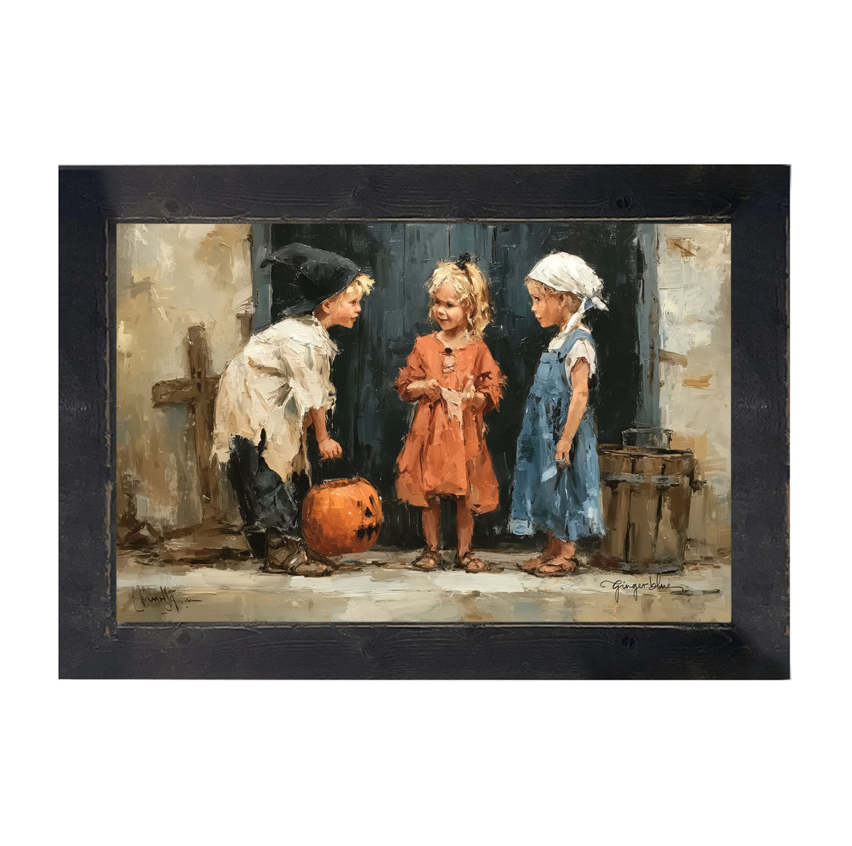 Children Ready for Halloween - Framed Art