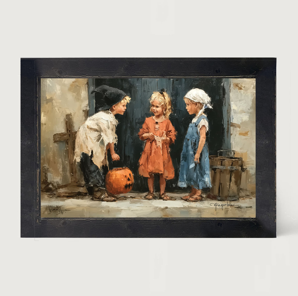 Children Ready for Halloween - Framed Art