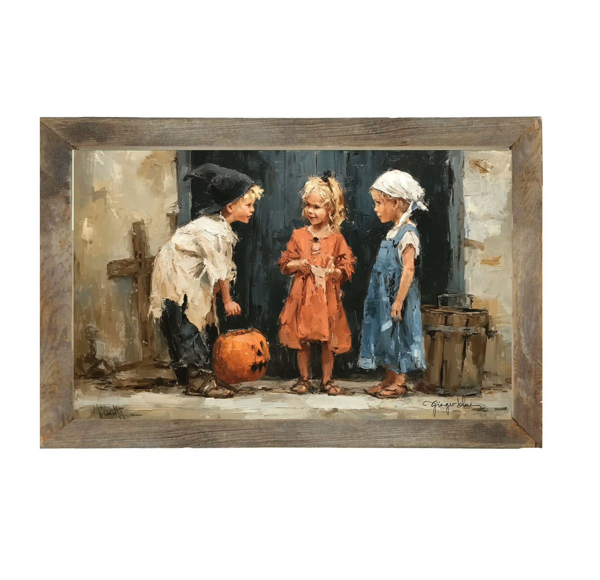 Children Ready for Halloween - Framed Art