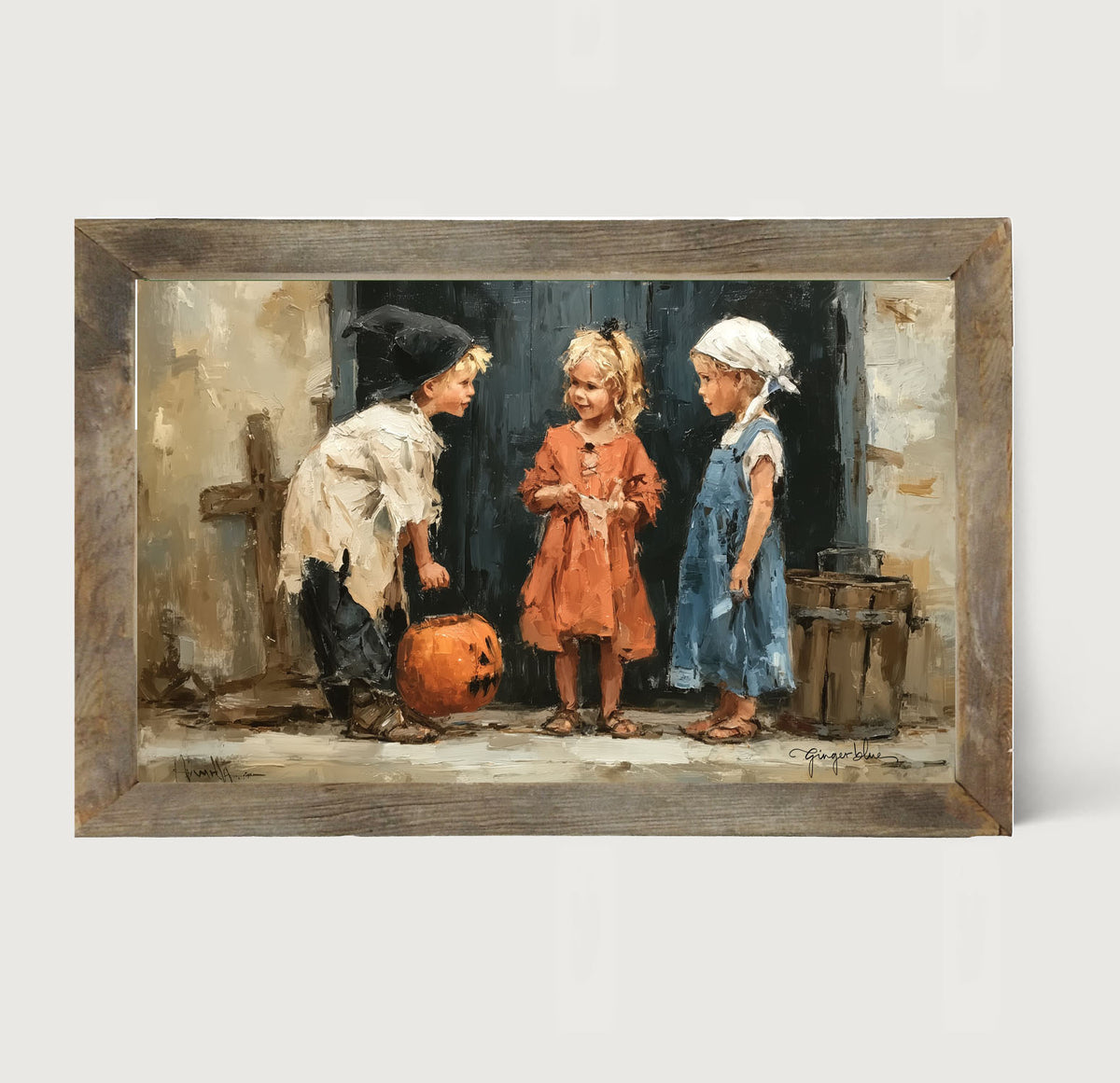 Children Ready for Halloween - Framed Art