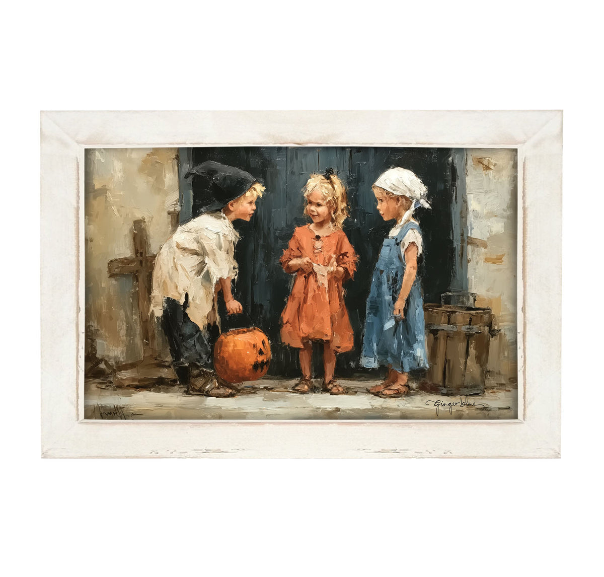 Children Ready for Halloween - Framed Art