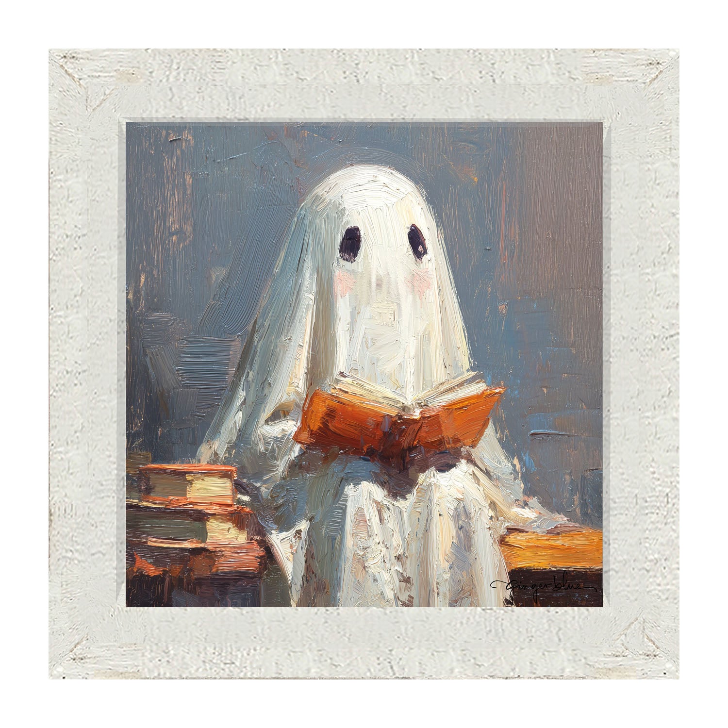 Ghost Reading a Book - Framed Art