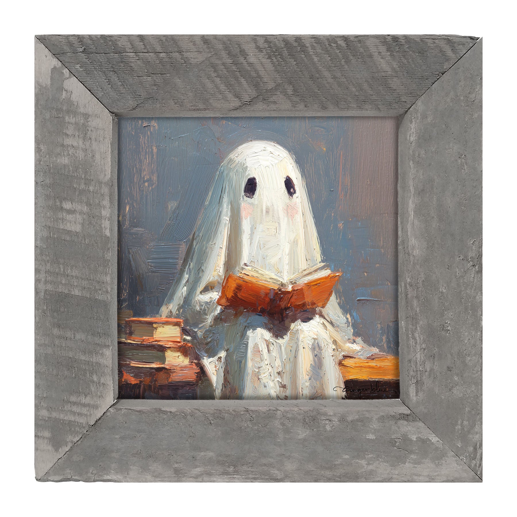 Ghost Reading a Book - Framed Art