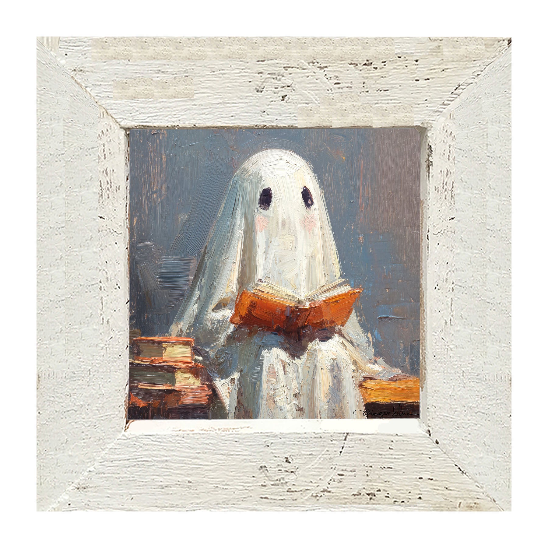 Ghost Reading a Book - Framed Art