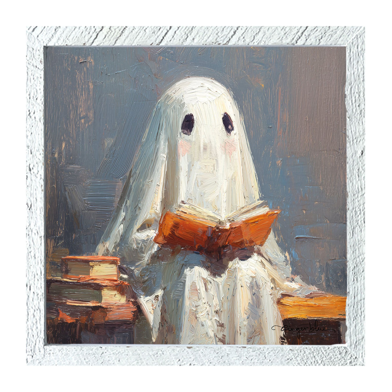 Ghost Reading a Book - Framed Art