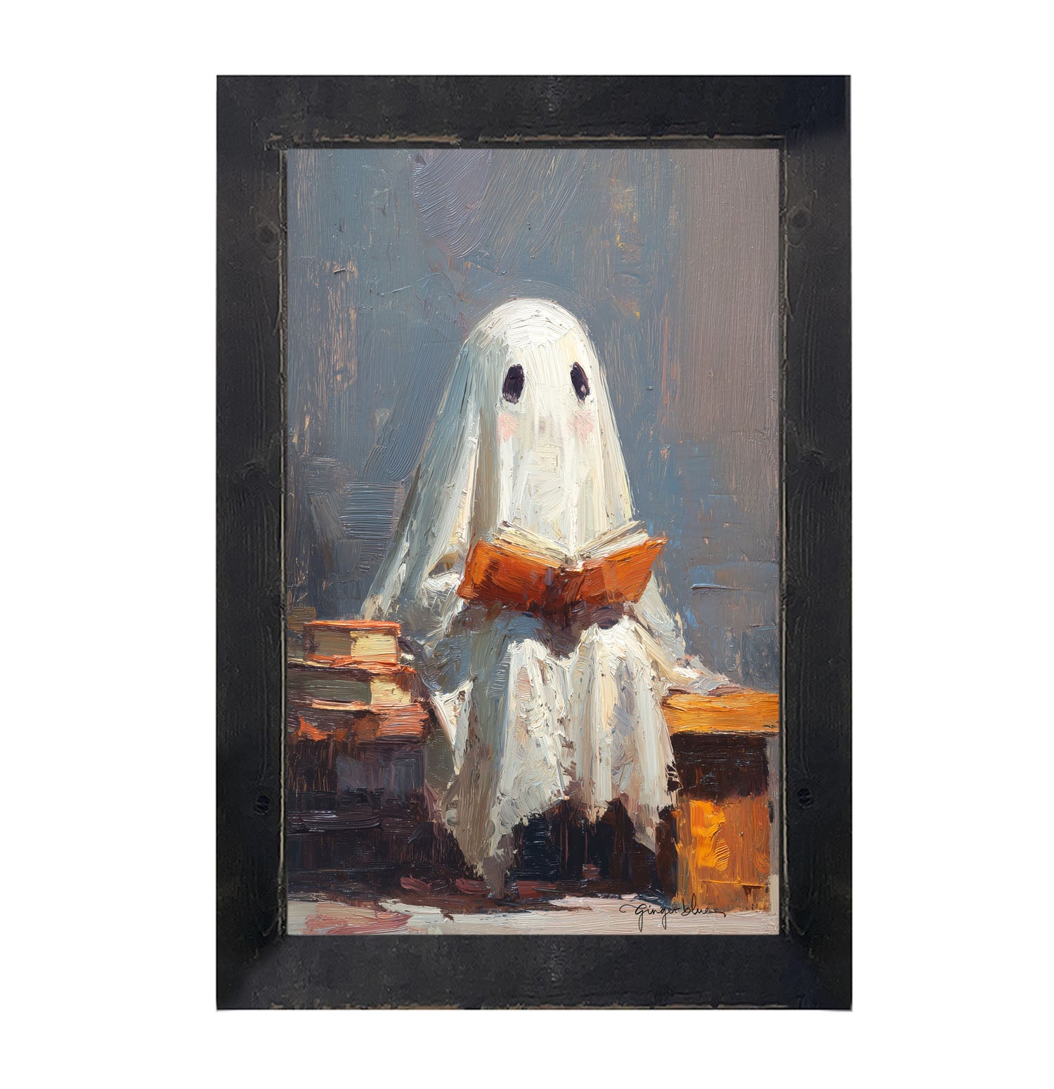 Ghost Reading a Book - Framed Art