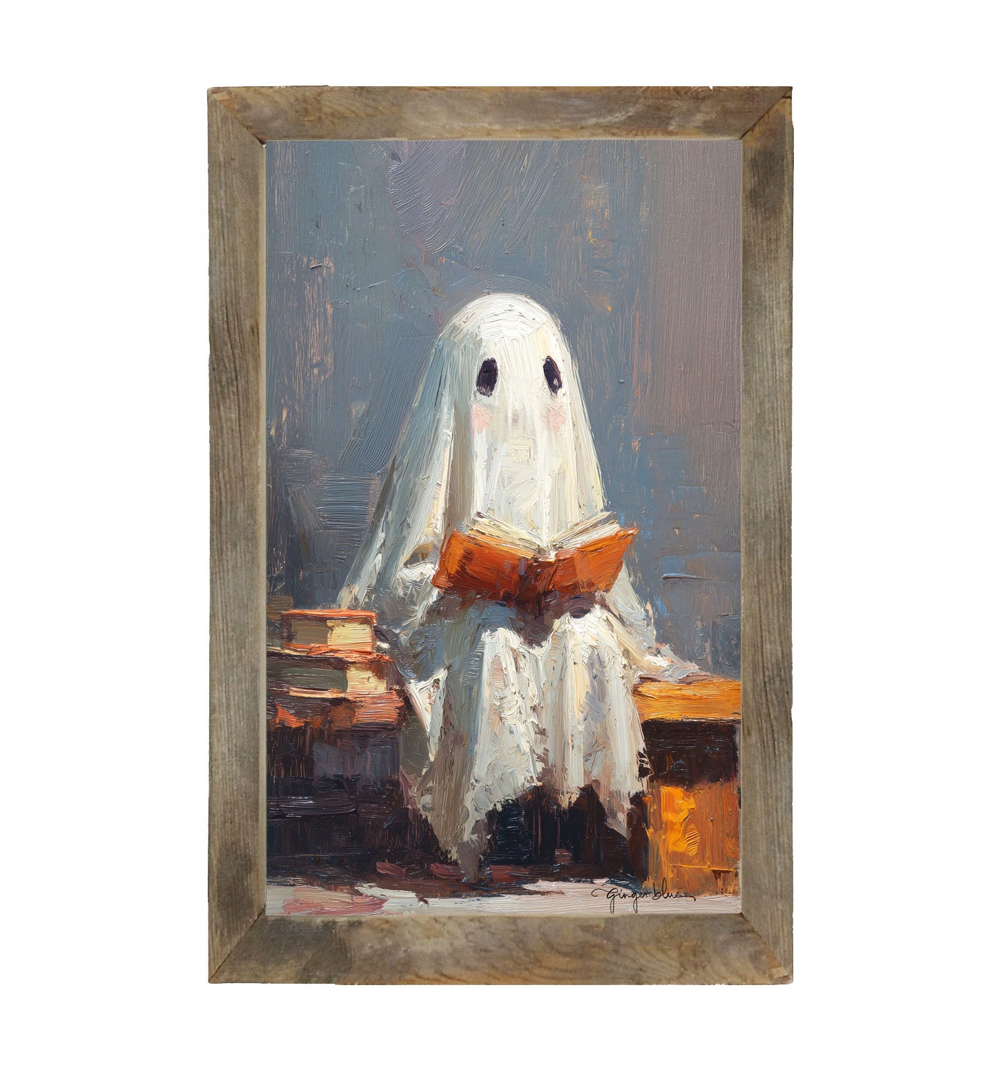 Ghost Reading a Book - Framed Art