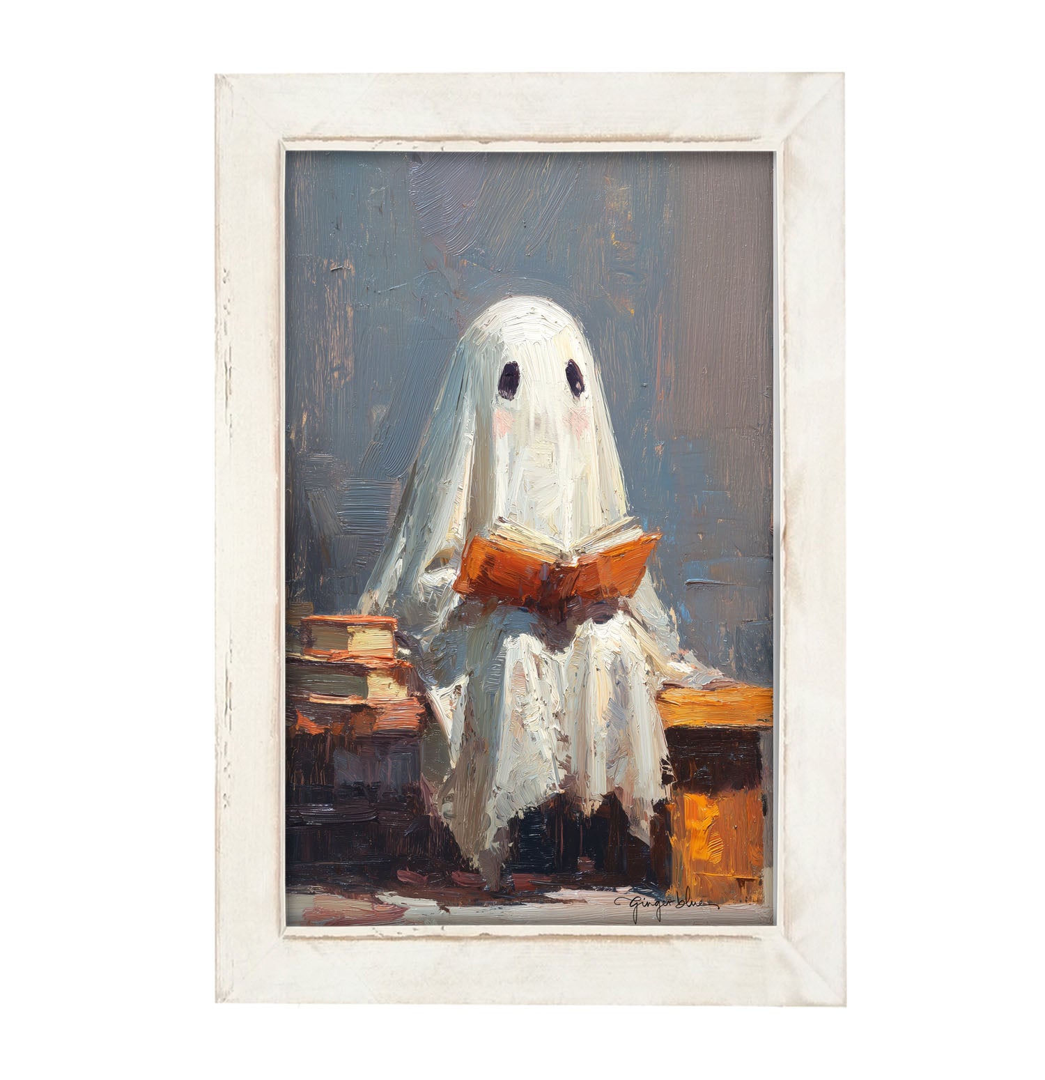 Ghost Reading a Book - Framed Art