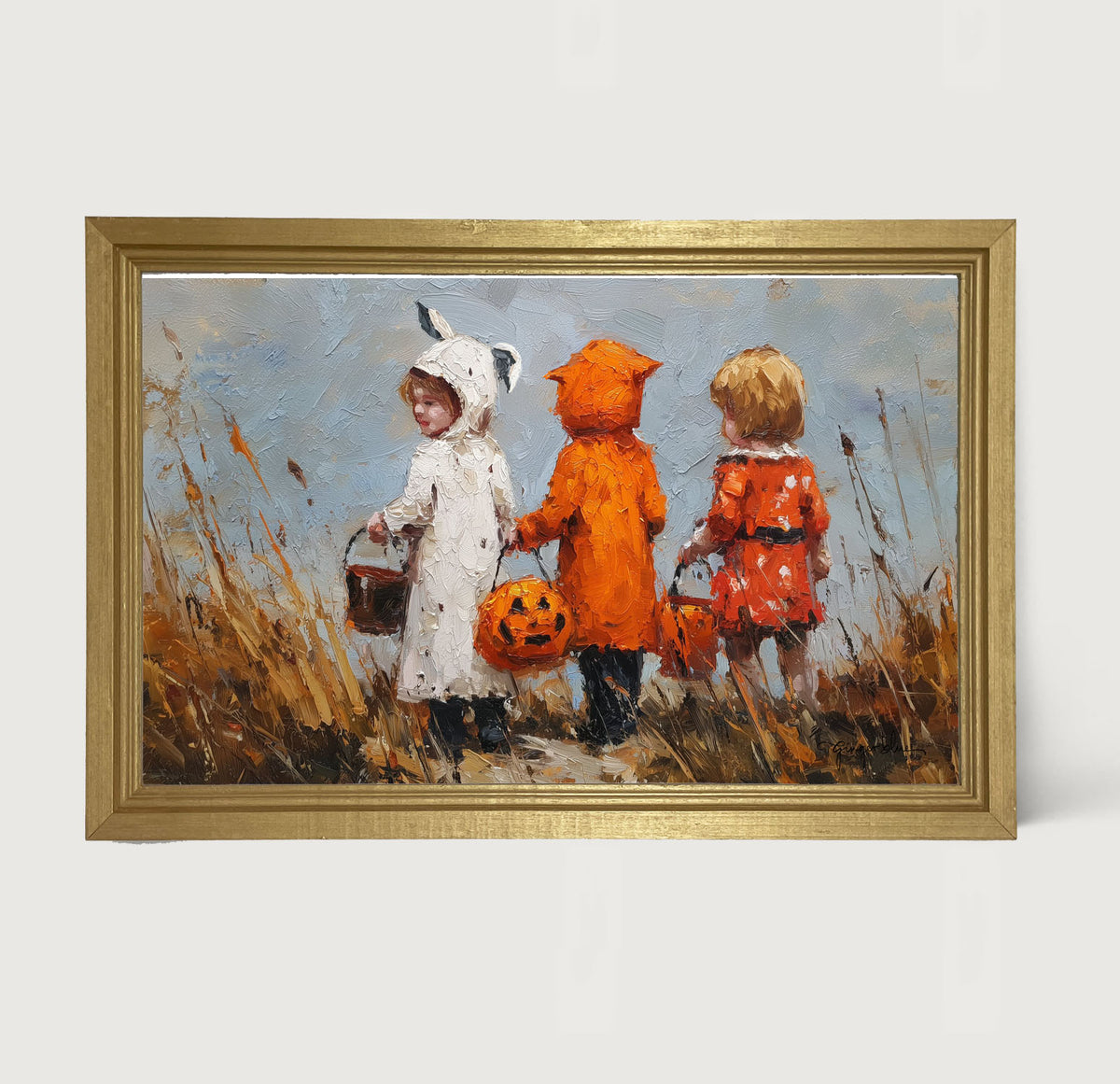 Children Trick or Treating in the Country