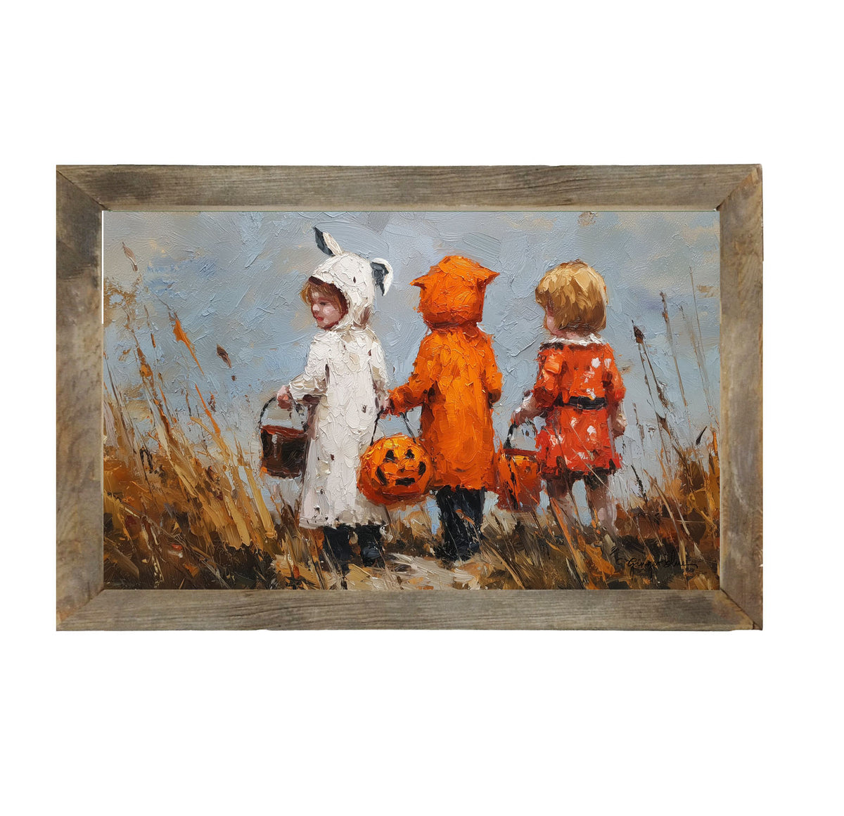 Children Trick or Treating in the Country - Framed Art