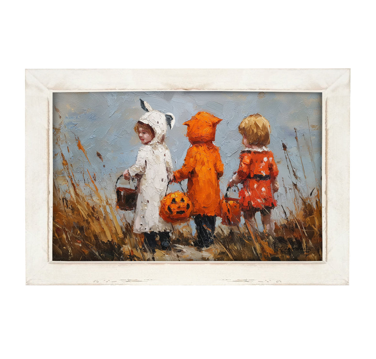 Children Trick or Treating in the Country - Framed Art