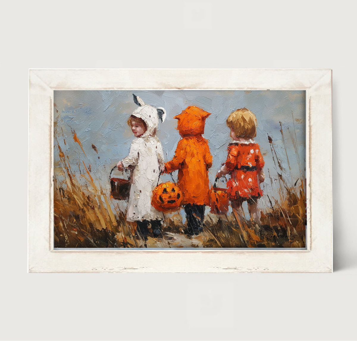 Children Trick or Treating in the Country