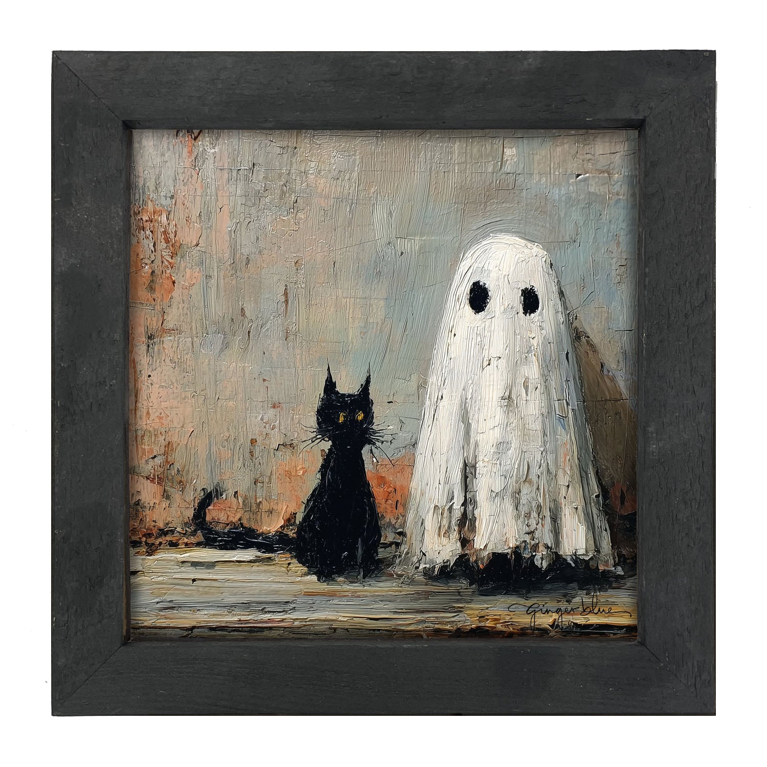 Black Cat and Ghost - Framed Art
