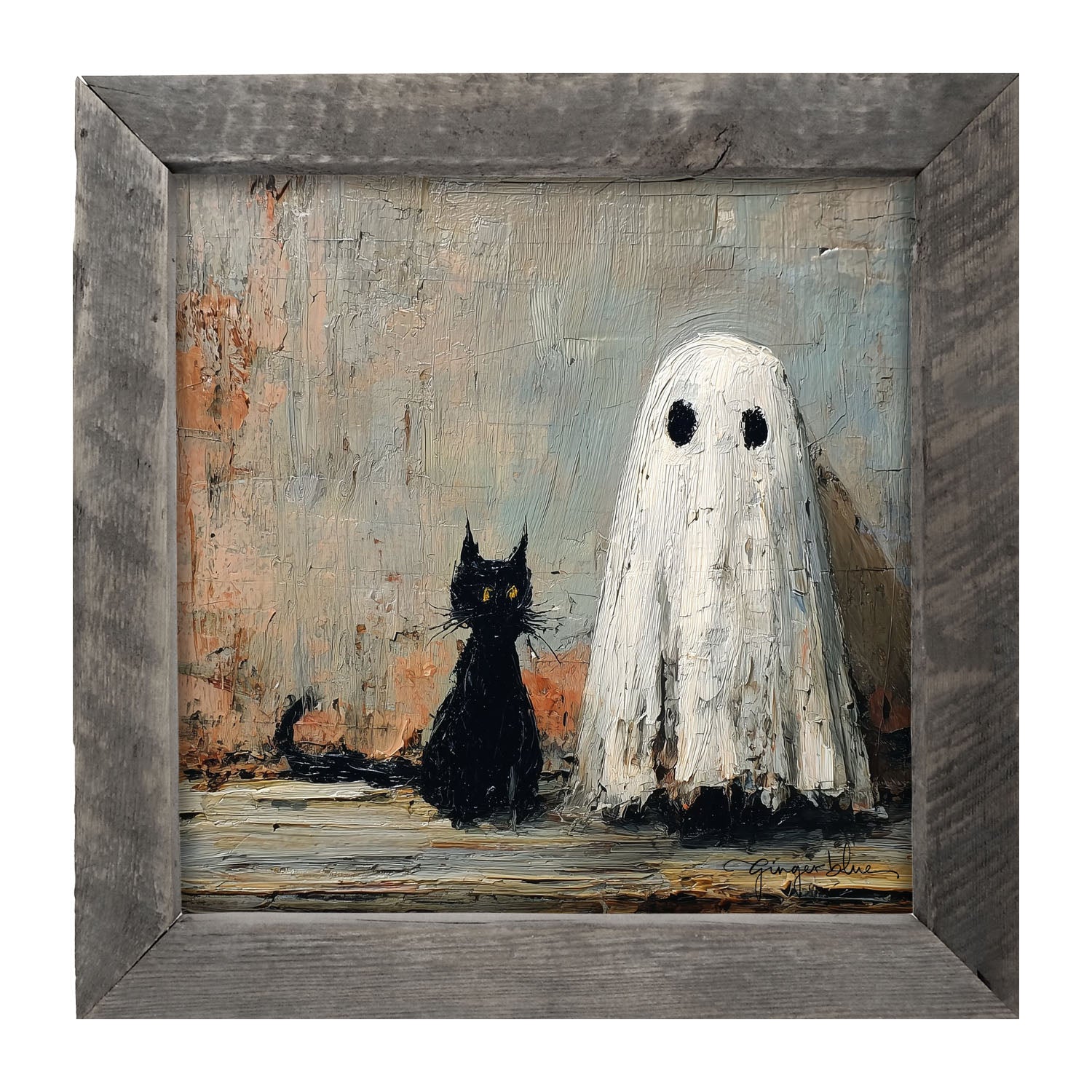 Black Cat and Ghost - Framed Art