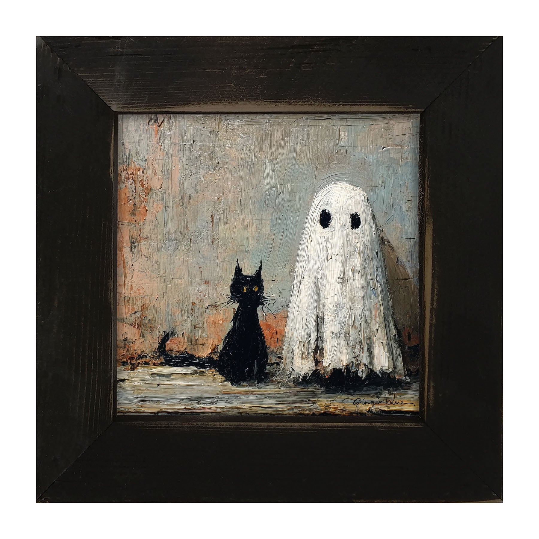 Black Cat and Ghost - Framed Art