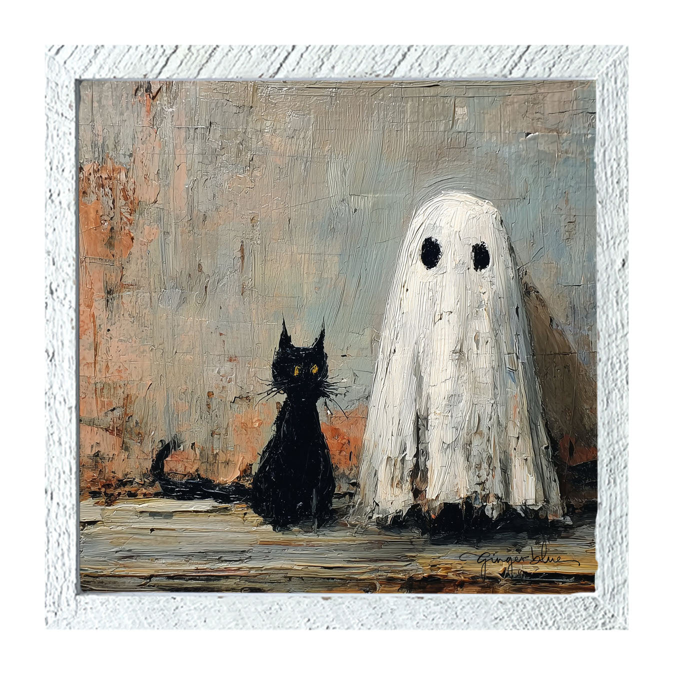 Black Cat and Ghost - Framed Art