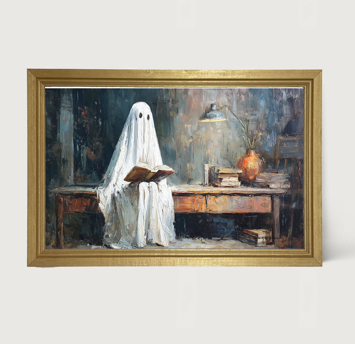 Reading Ghost - Framed Art