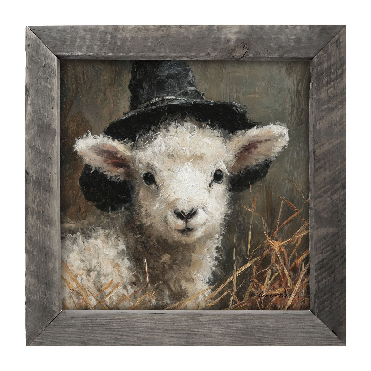 Witch Hat Lamb - Framed Art