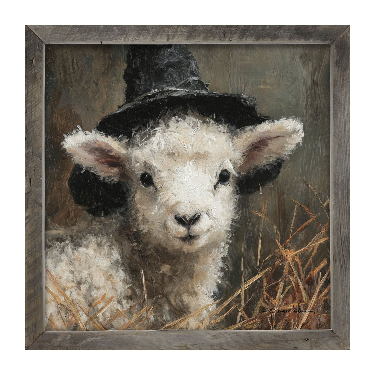 Witch Hat Lamb - Framed Art