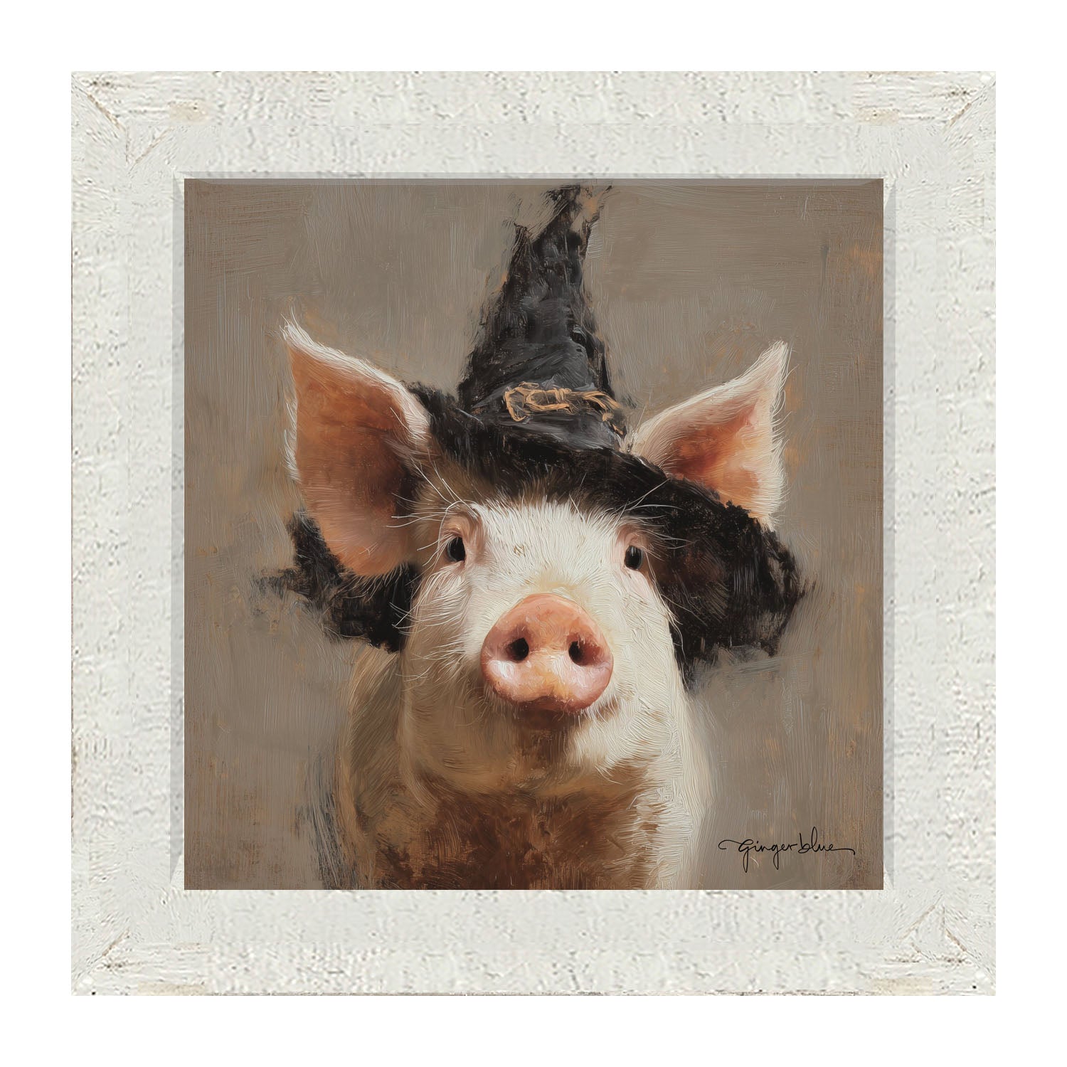 Witch Hat Pig - Framed Art