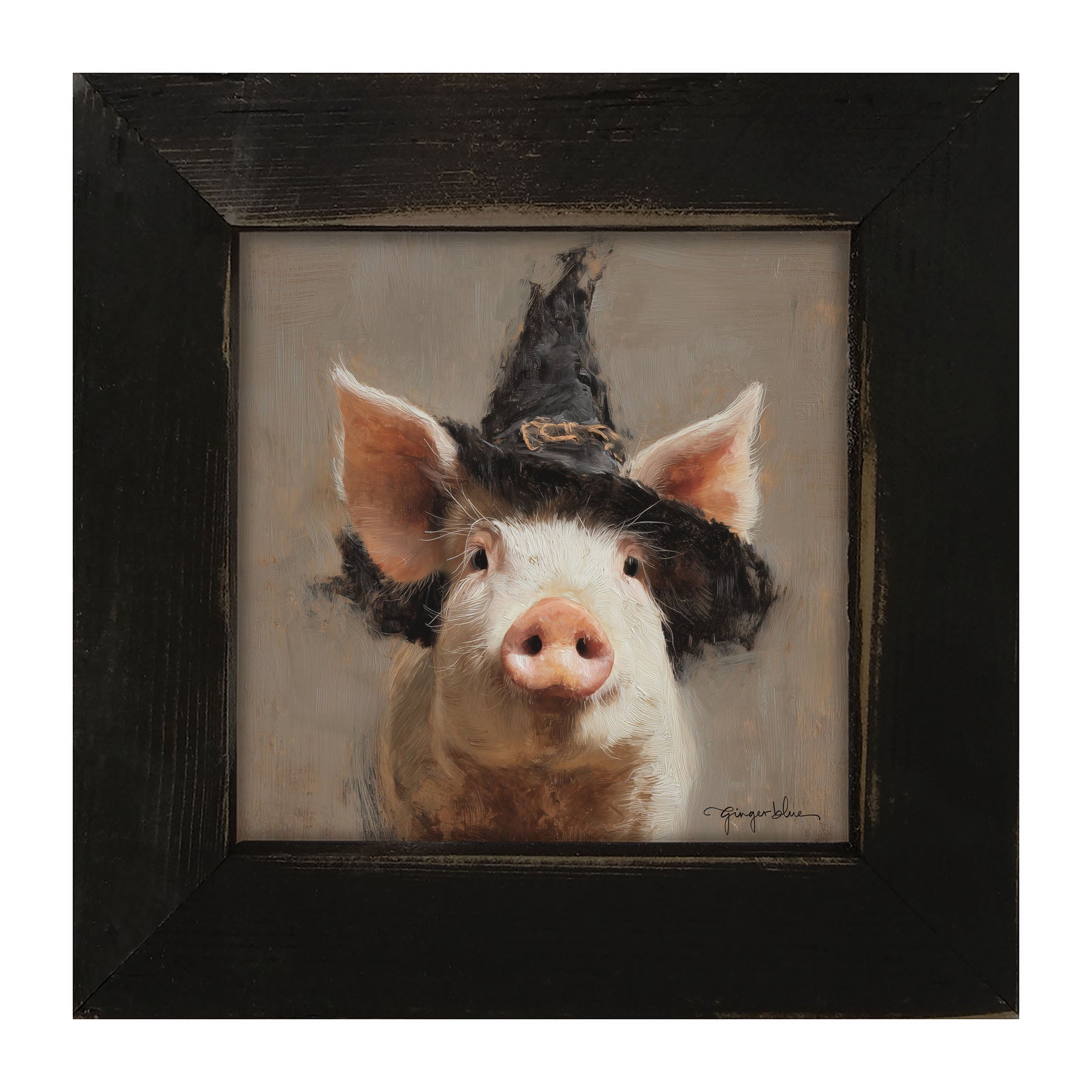 Witch Hat Pig - Framed Art