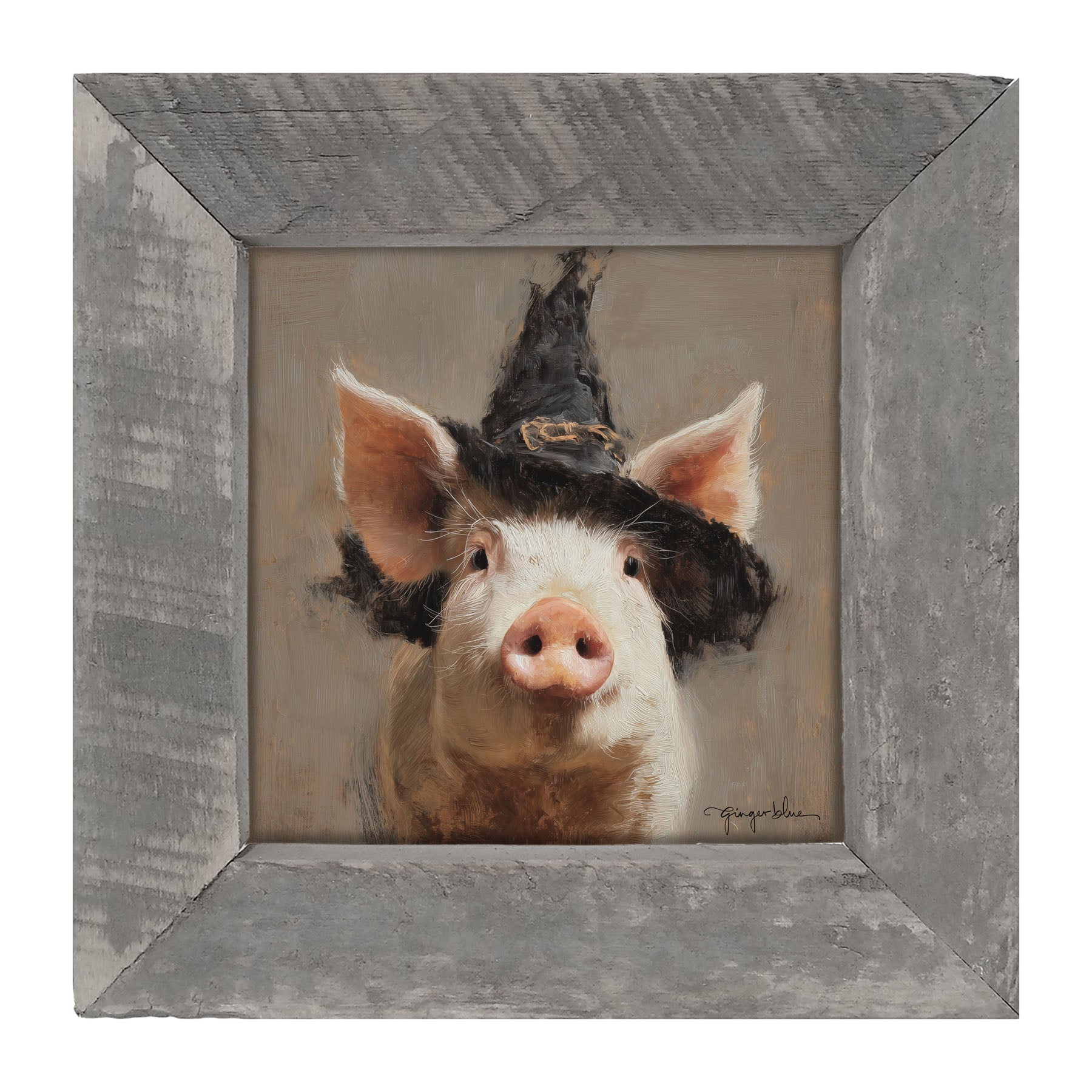 Witch Hat Pig - Framed Art