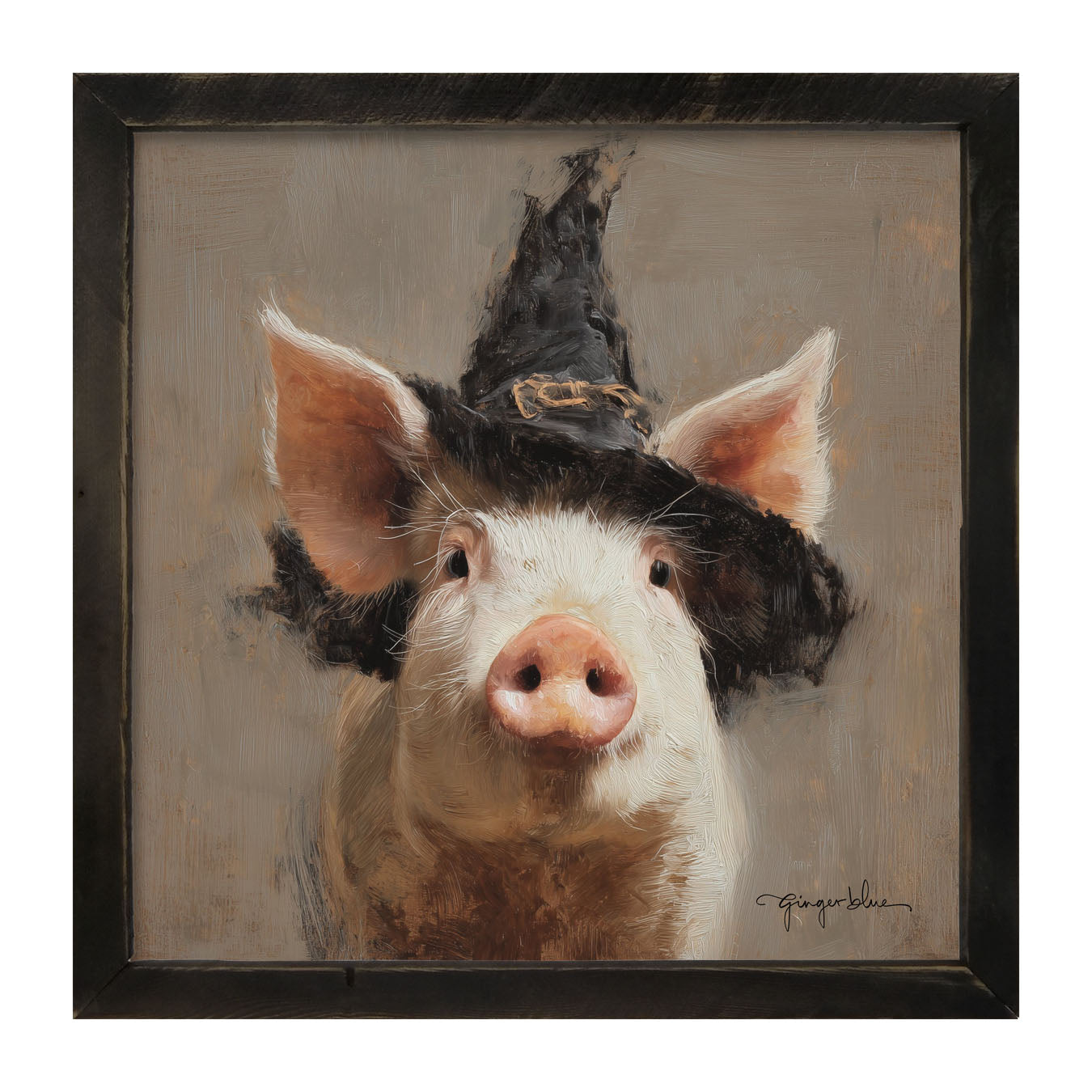 Witch Hat Pig - Framed Art