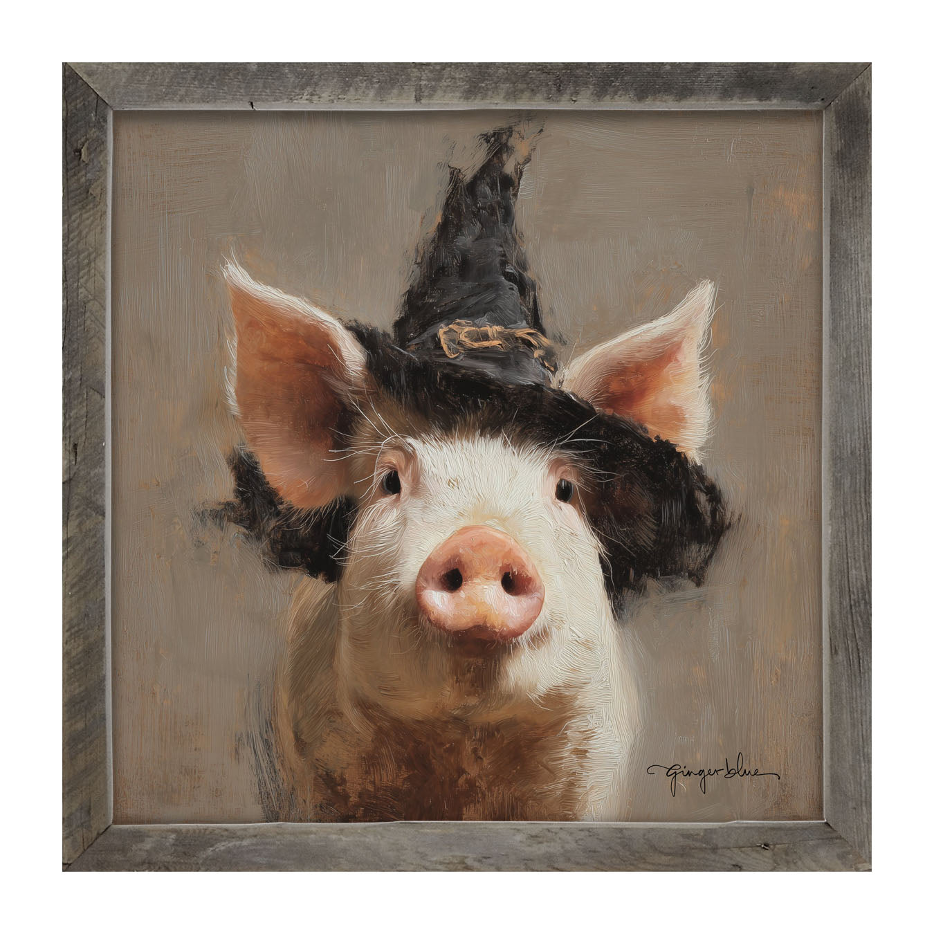 Witch Hat Pig - Framed Art