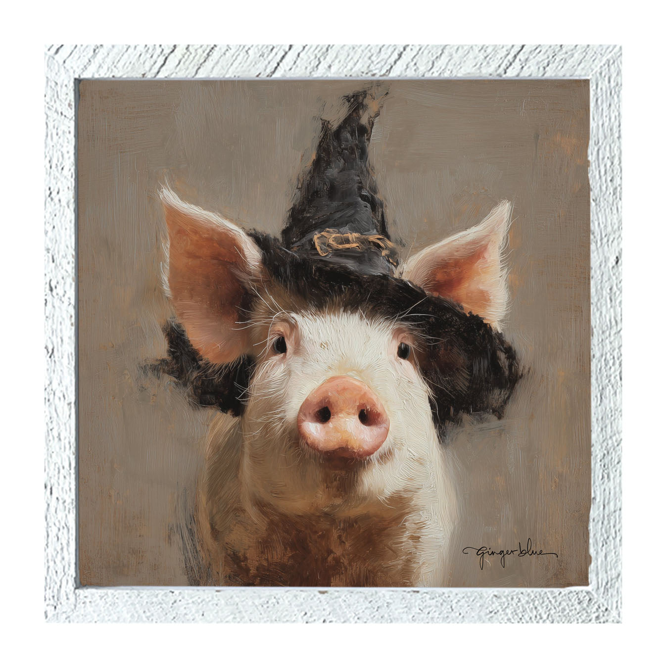 Witch Hat Pig - Framed Art