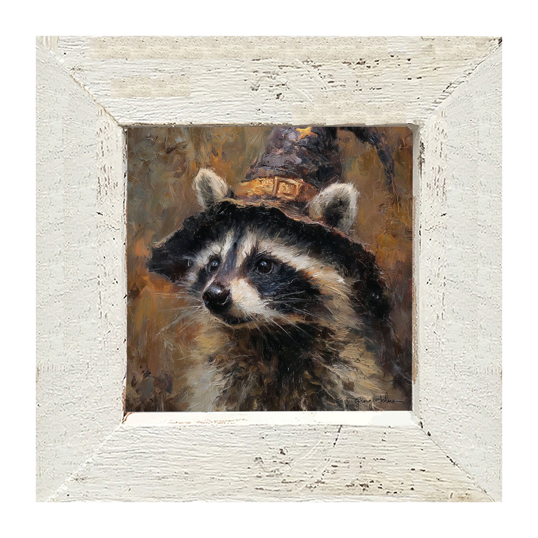 Witch Hat Raccoon - Framed Art