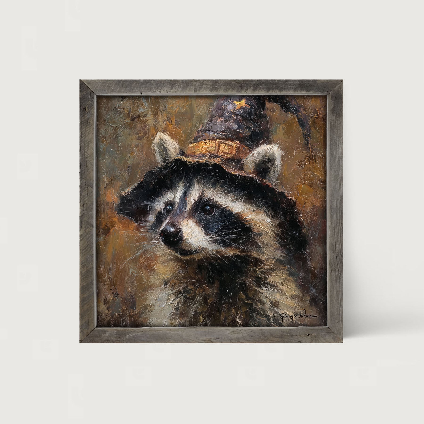 Witch Hat Raccoon - Framed Art