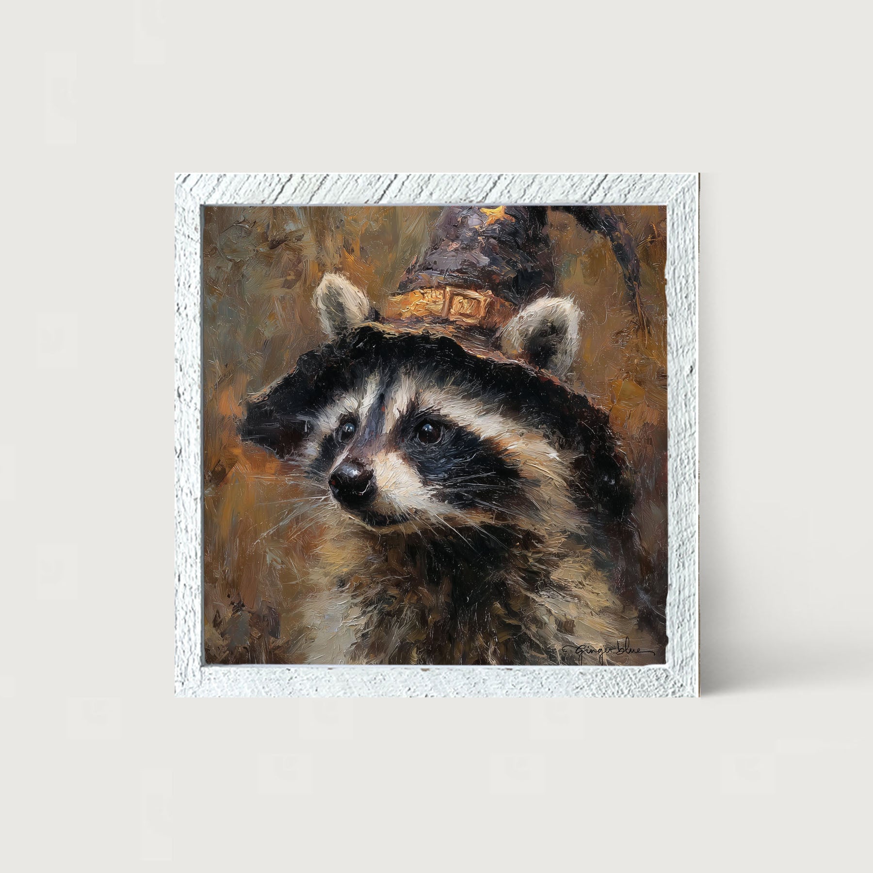 Witch Hat Raccoon - Framed Art