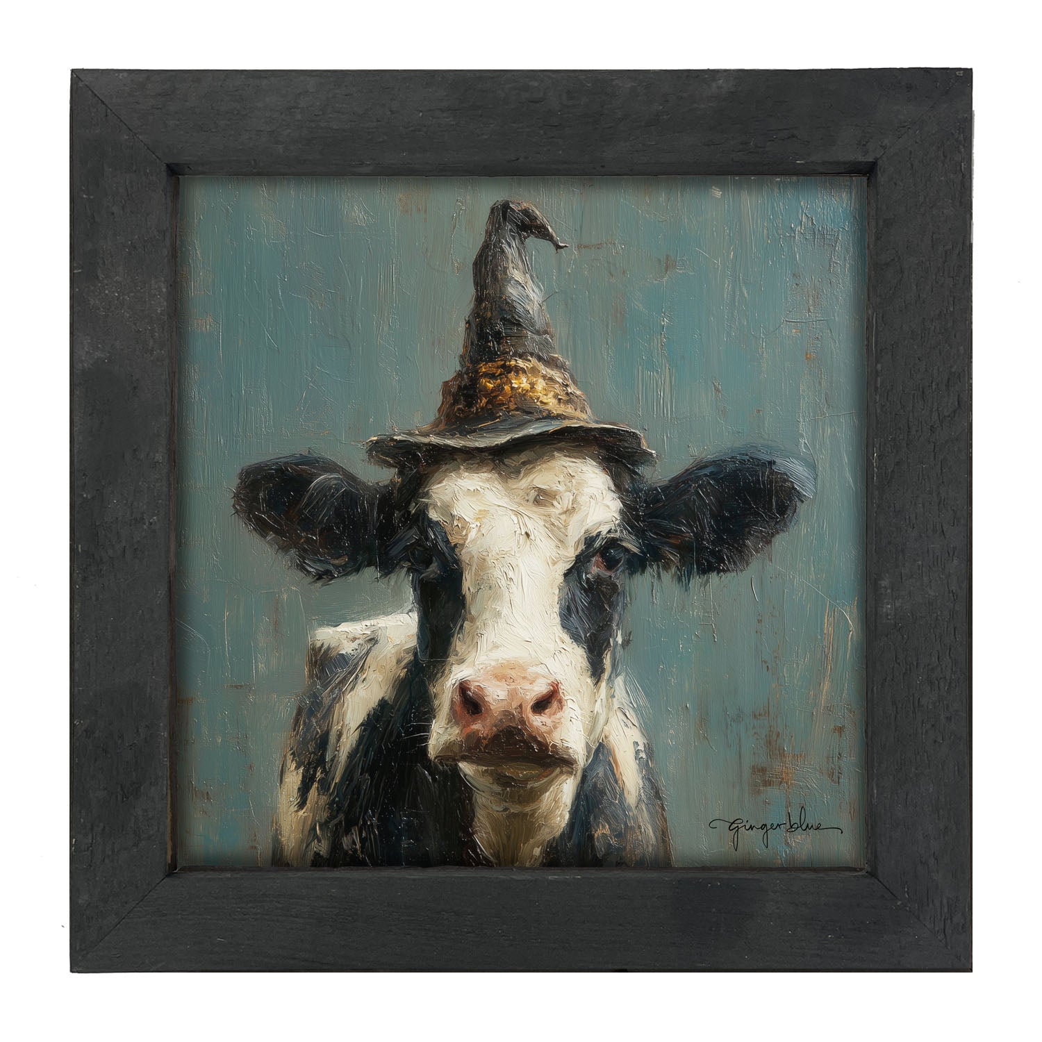 Witch Hat Cow - Framed Art