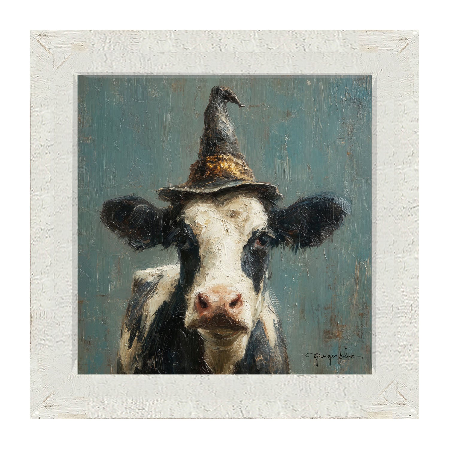 Witch Hat Cow - Framed Art