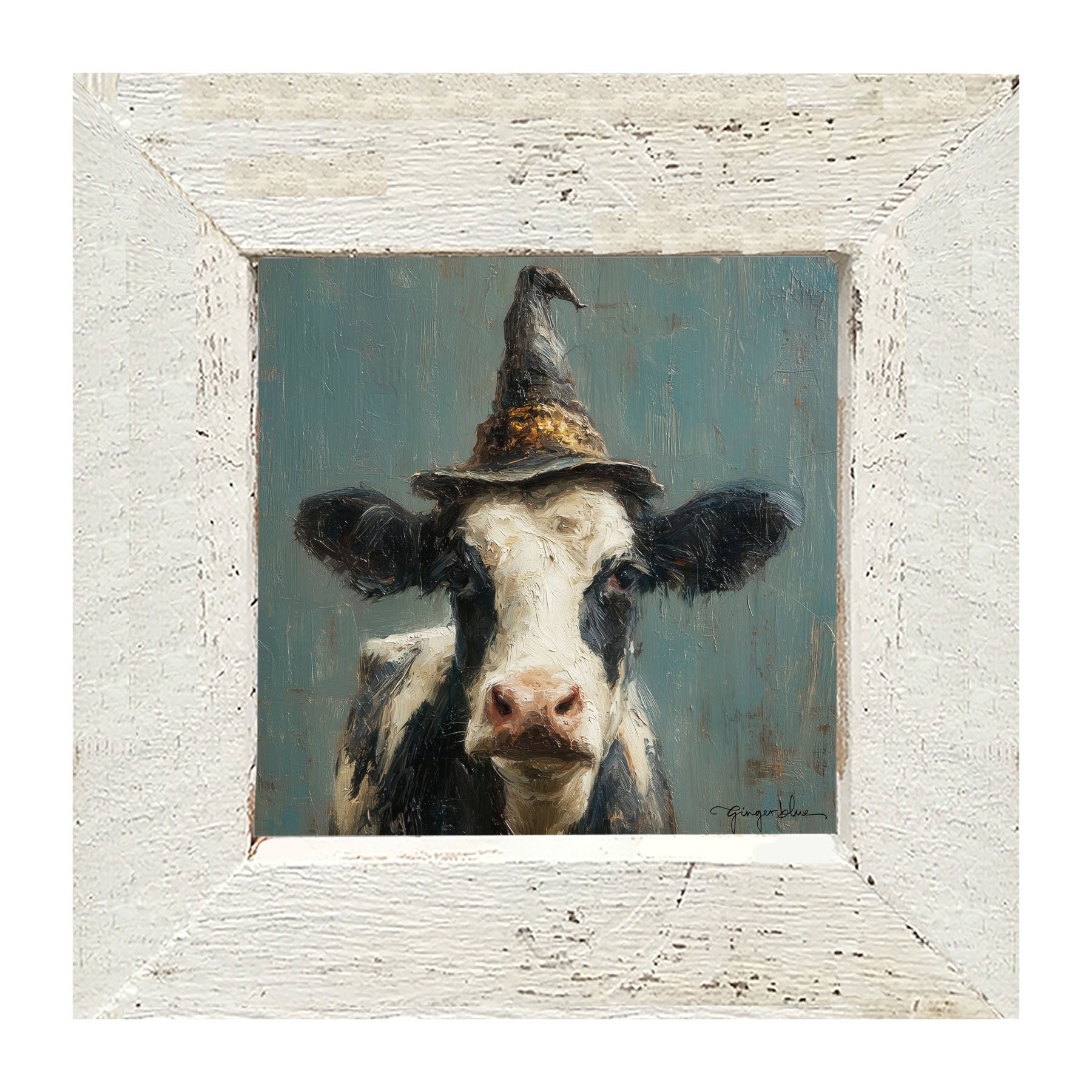 Witch Hat Cow - Framed Art